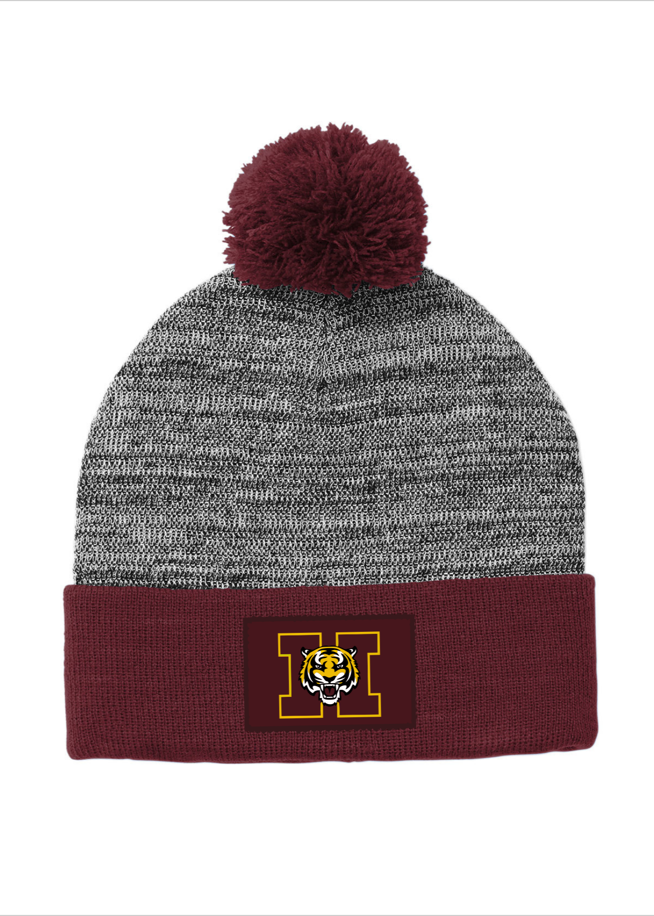 Sport-Tek ® Heather Pom Pom Patch Beanie