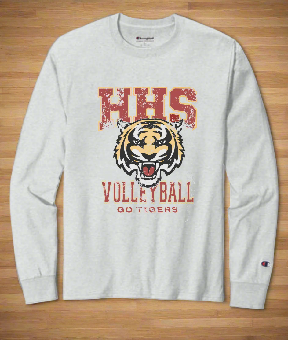 Vintage Distressed Washed Print - Grey Champion Longsleeve