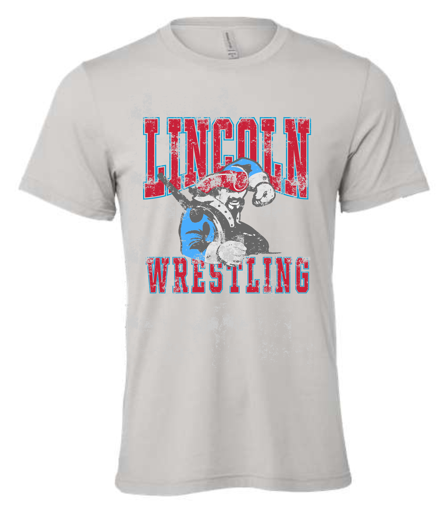 LHS Wrestling Vintage Distressed Washed Print Solid Grey BELLA+CANVAS - Jersey Tee