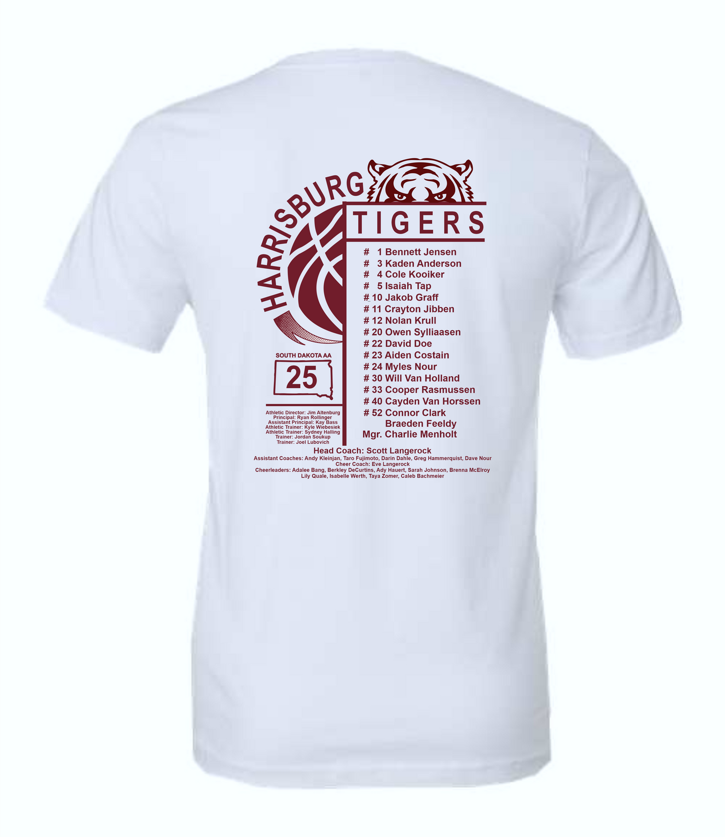 BELLA + CANVAS White Jersey Tee (front + back)