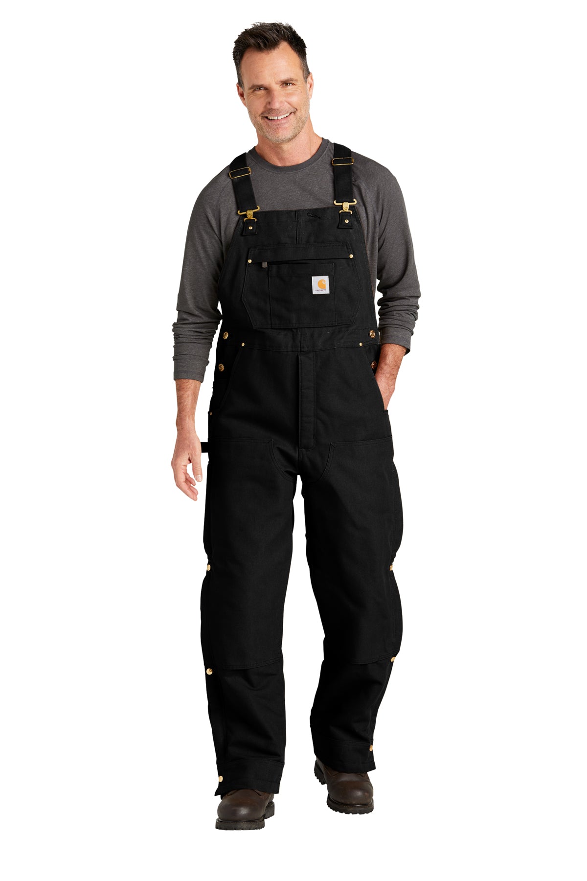 Midtown Carhartt Black Firm Duck Insulated Bib Overalls
