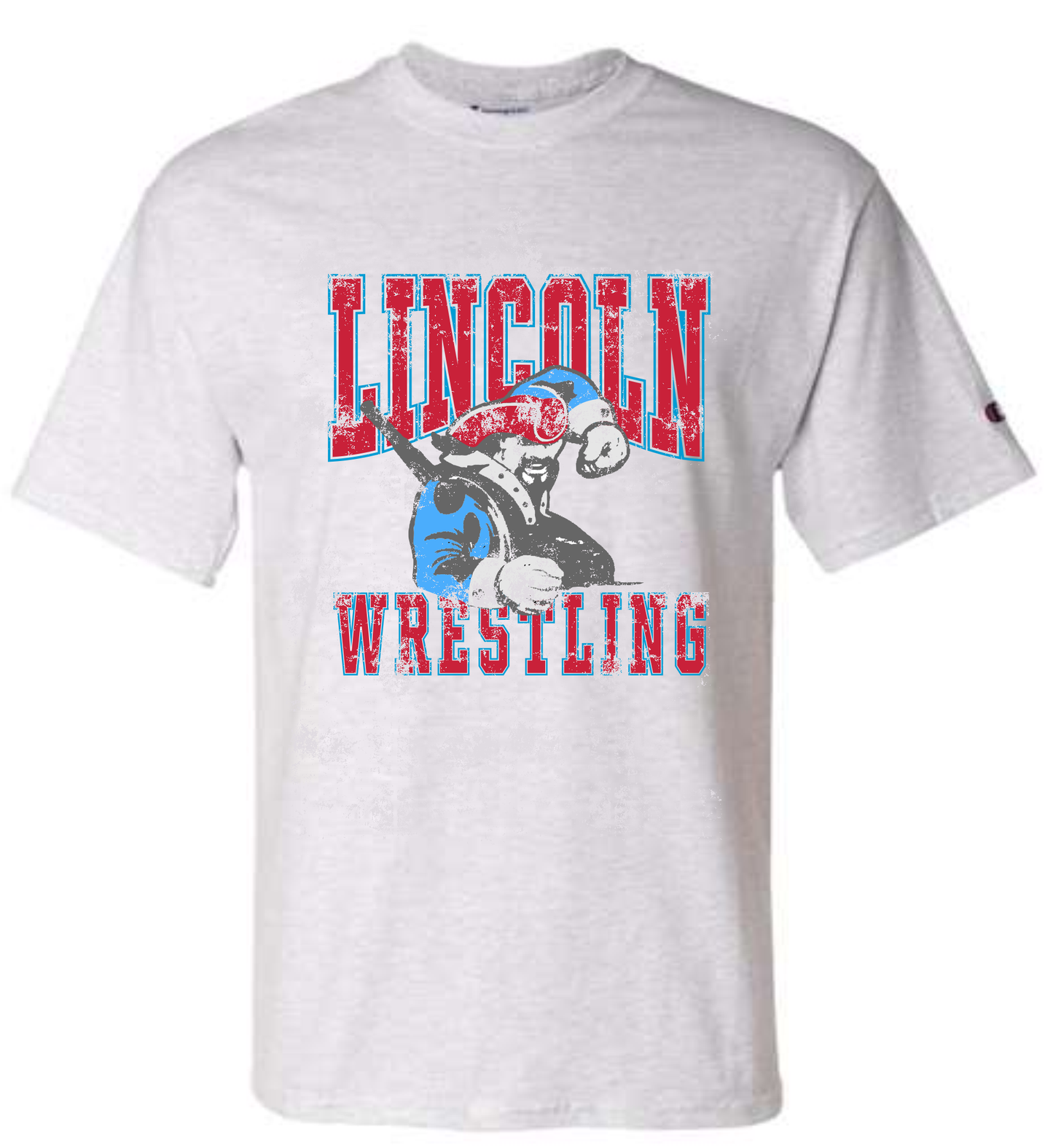 LHS Wrestling Vintage Distressed Washed Print - Ash Champion T-Shirt
