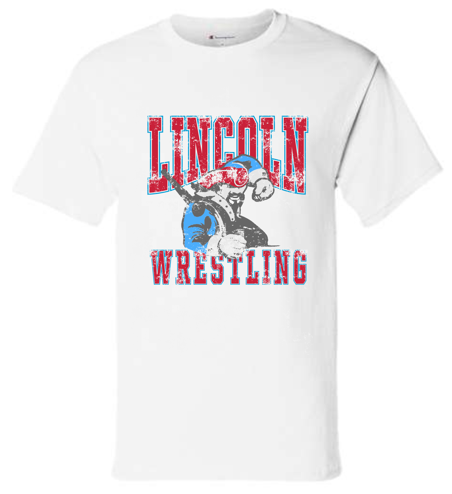 LHS Wrestling Vintage Distressed Washed Print - White Champion T-Shirt