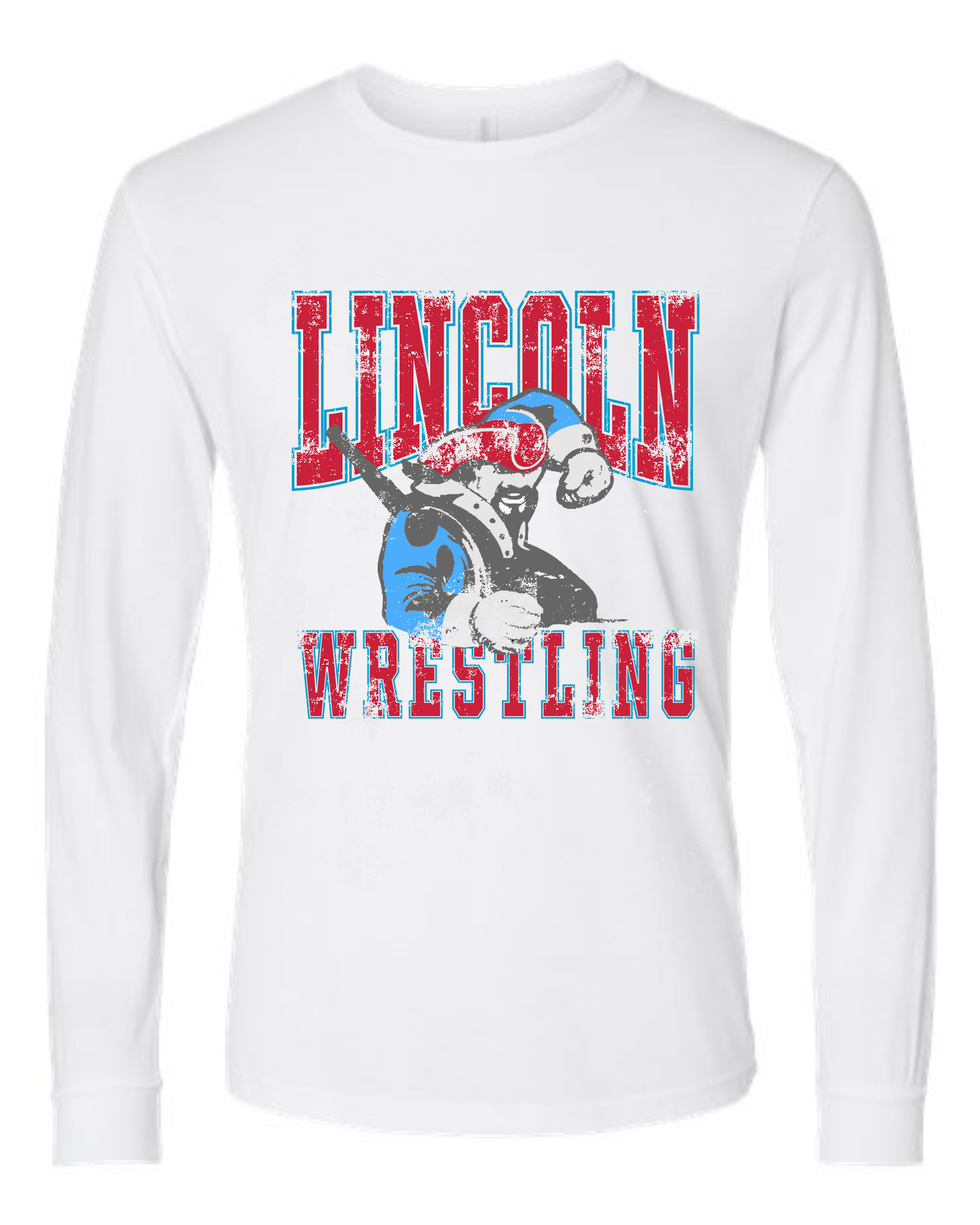 LHS Wrestling Vintage Distressed Washed Print White District Long Sleeve