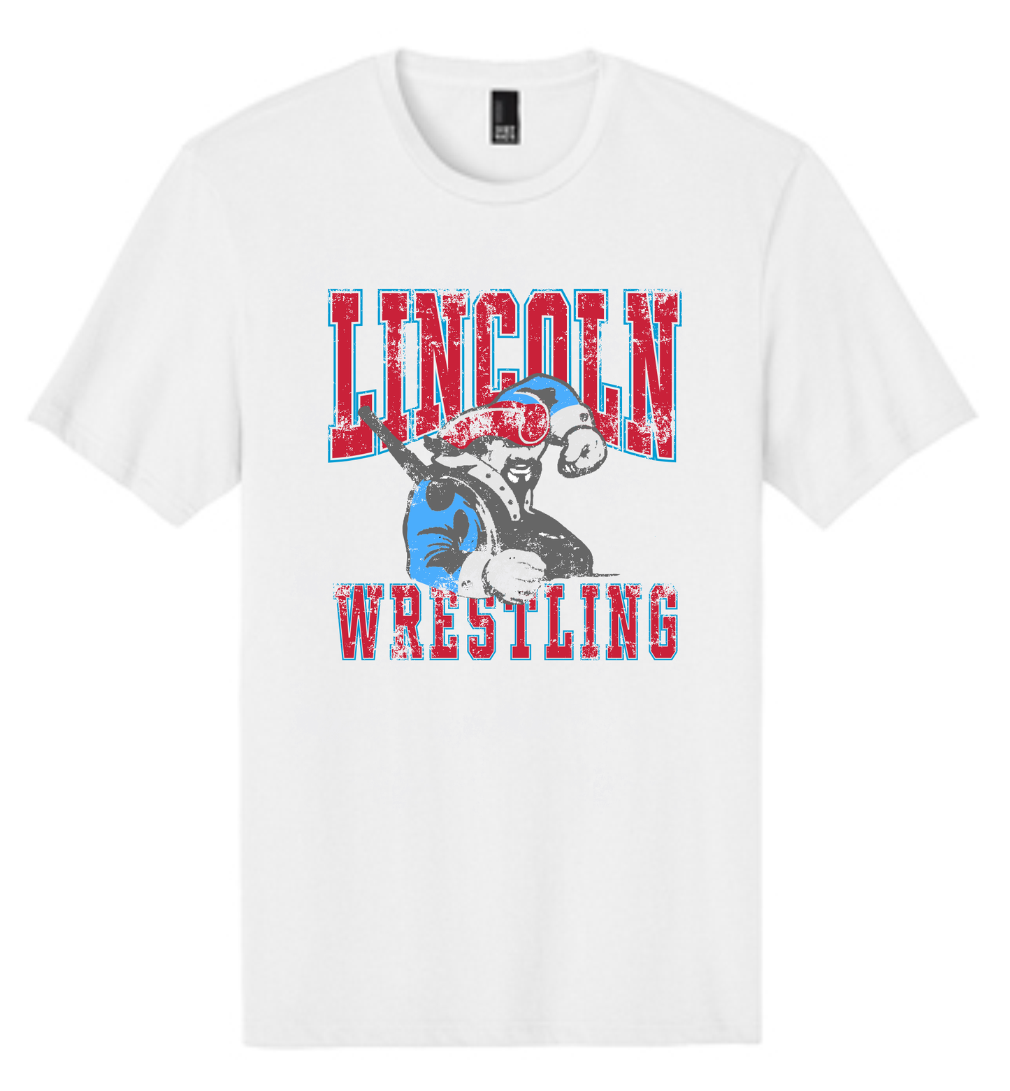 LHS Wrestling Vintage Distressed Washed Print White District Tee