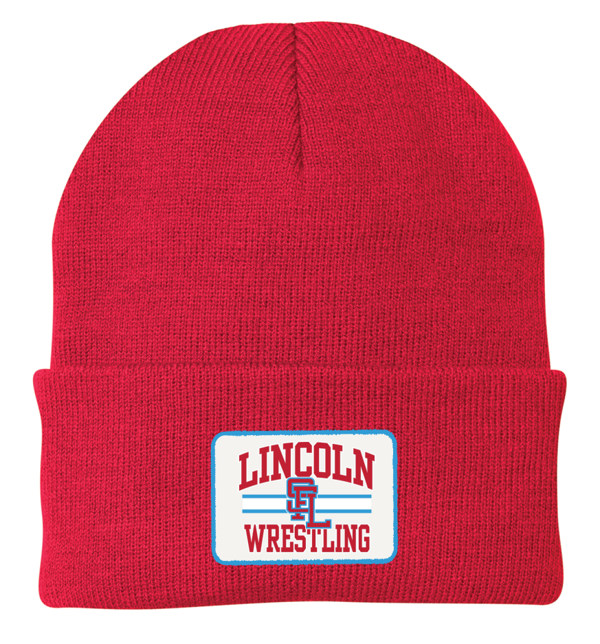LHS Wrestling Red Port & Company® Fleece-Lined Knit Cap