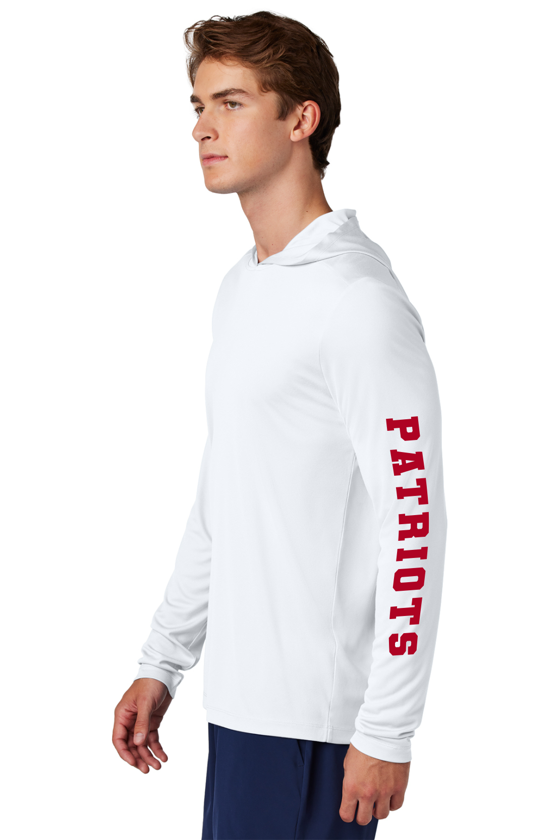 LHS Wrestling White Sport-Tek® Hooded Long Sleeve PosiCharge + printed side sleeve