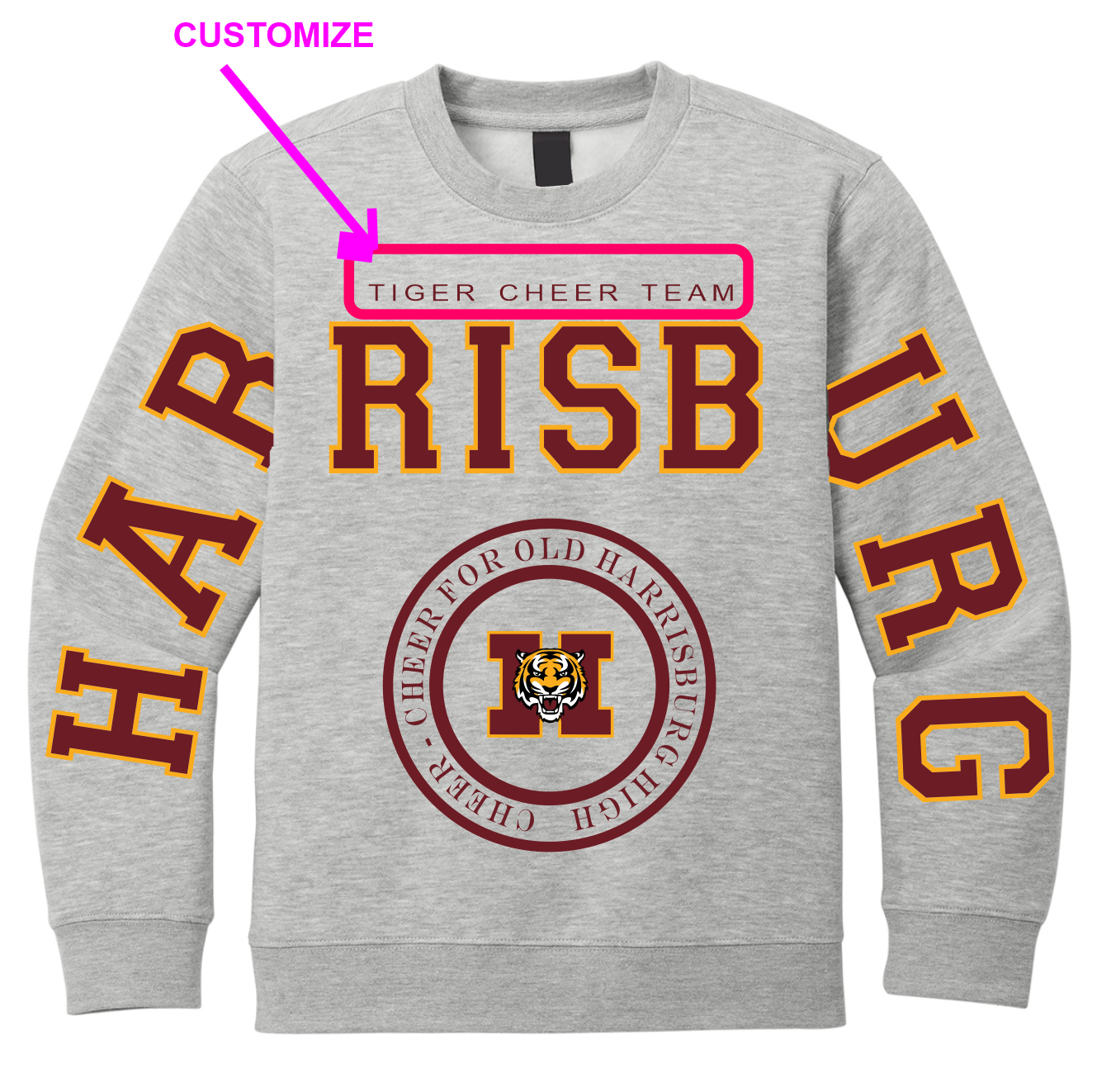 Youth Tiger Spiritwear - Sport Grey - LAT - Youth Elevated Fleece Crewneck