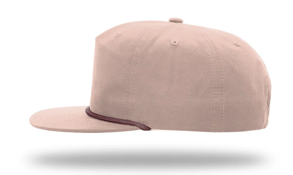 Pale Pink / Maroon Richardson 256 - 5-Panel Premium Rope Cap, Snapback