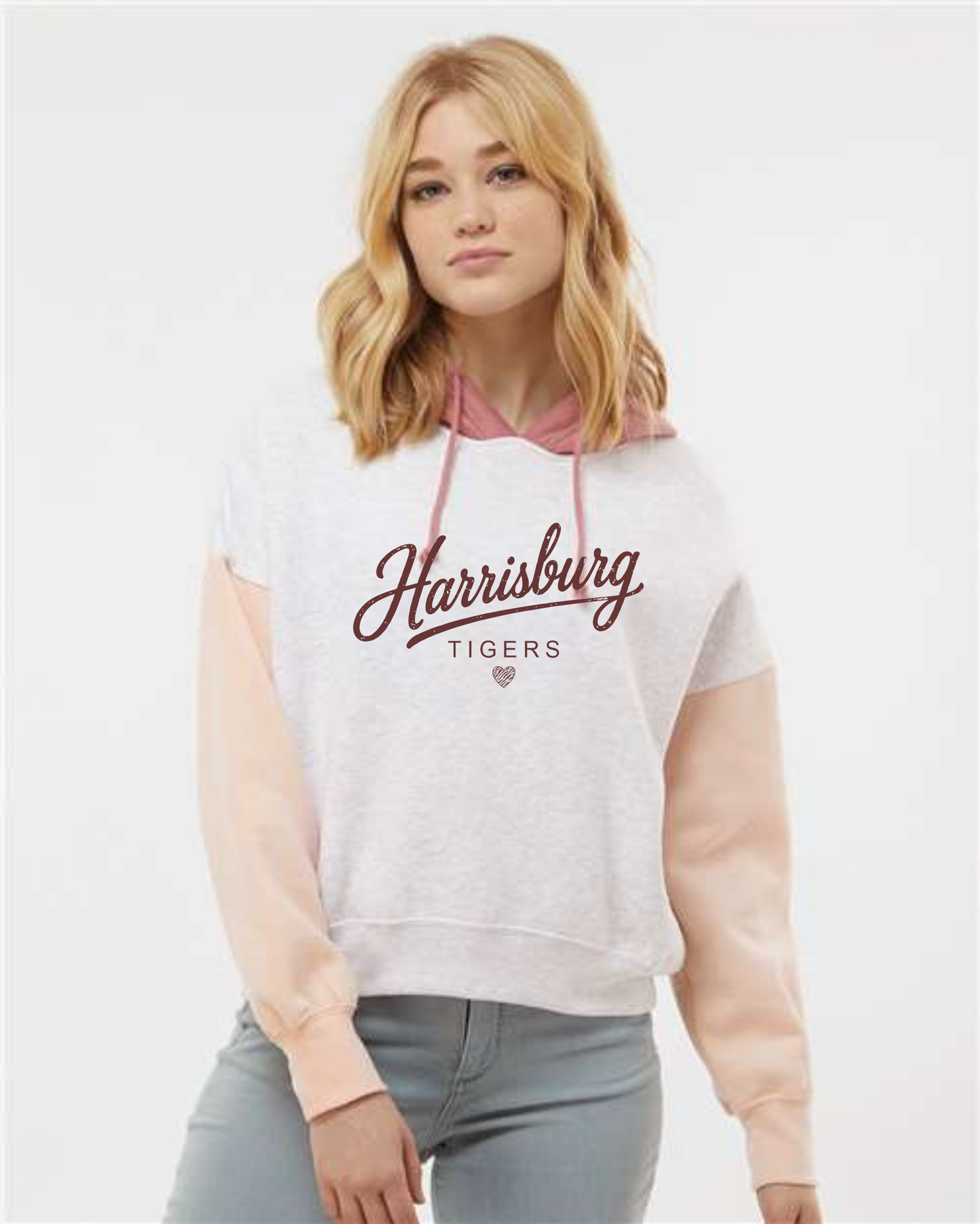 # Women's Sueded Fleece Colorblocked Crop Hooded Sweatshirt