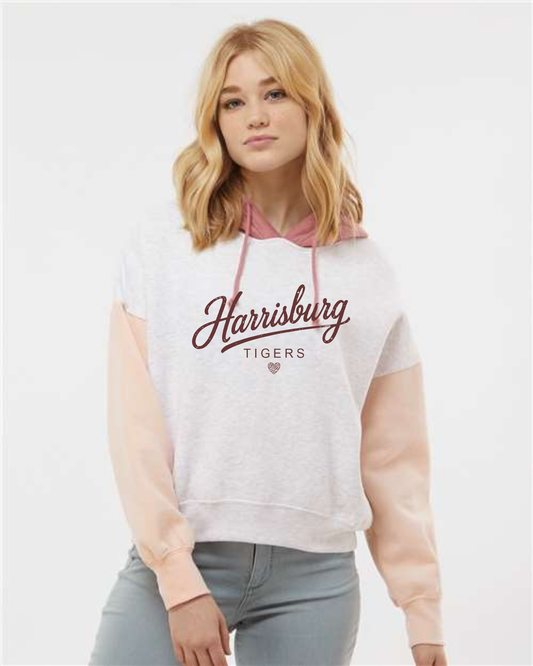 # Women's Sueded Fleece Colorblocked Crop Hooded Sweatshirt