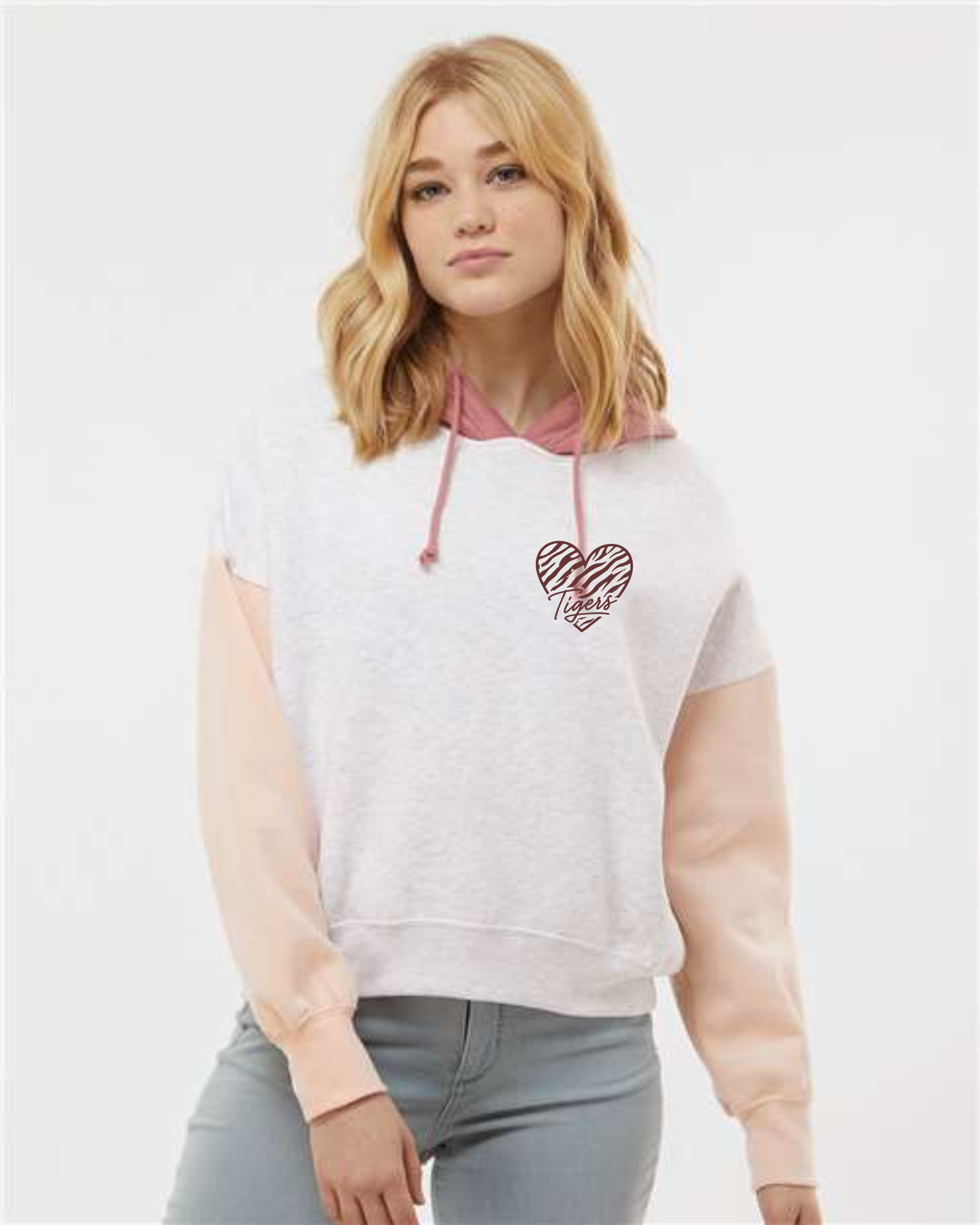 # Women's Sueded Fleece Colorblocked Crop Hooded Sweatshirt