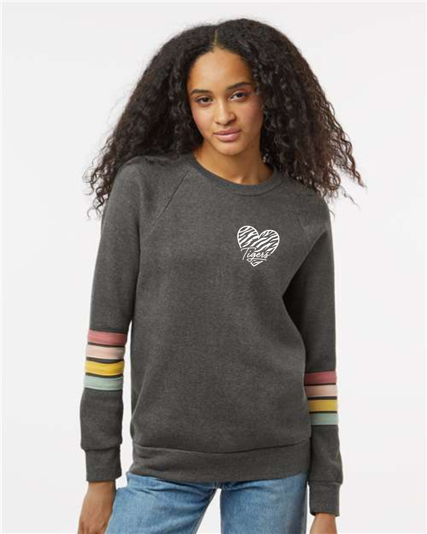 # Women's Striped Sleeves Crewneck Sweatshirt