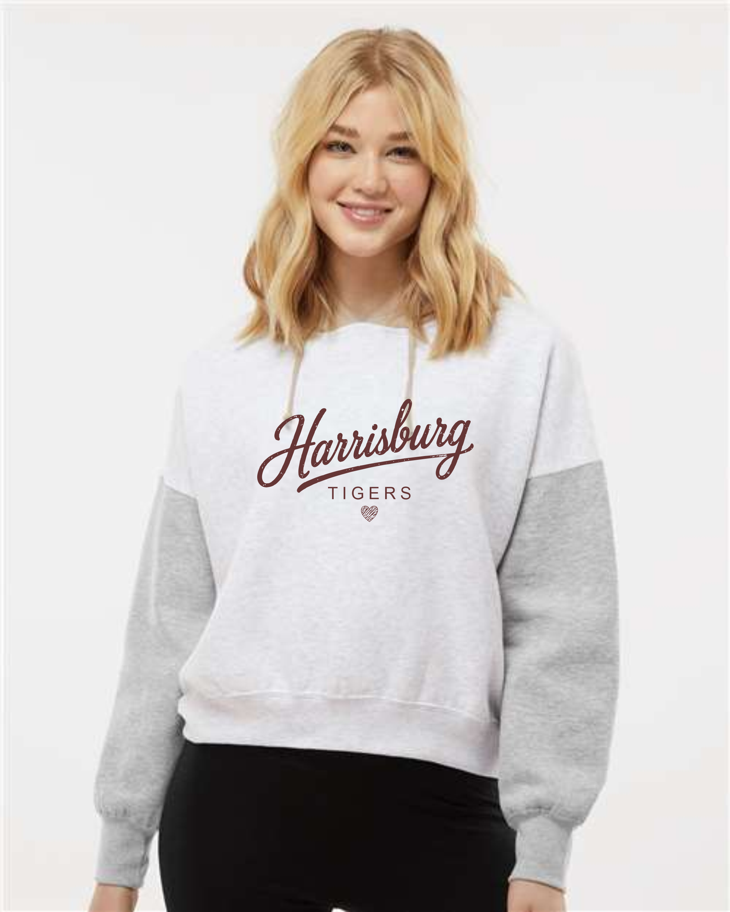 # Women's Sueded Fleece Colorblocked Crop Hooded Sweatshirt