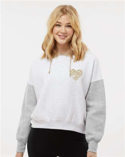 # Women's Sueded Fleece Colorblocked Crop Hooded Sweatshirt
