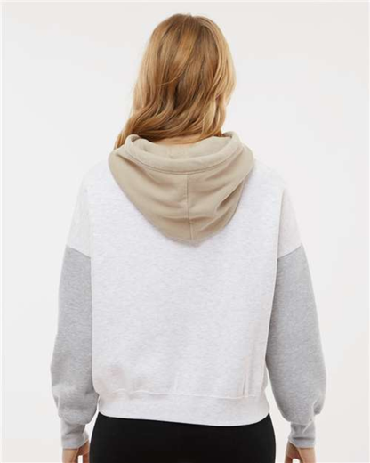# Women's Sueded Fleece Colorblocked Crop Hooded Sweatshirt