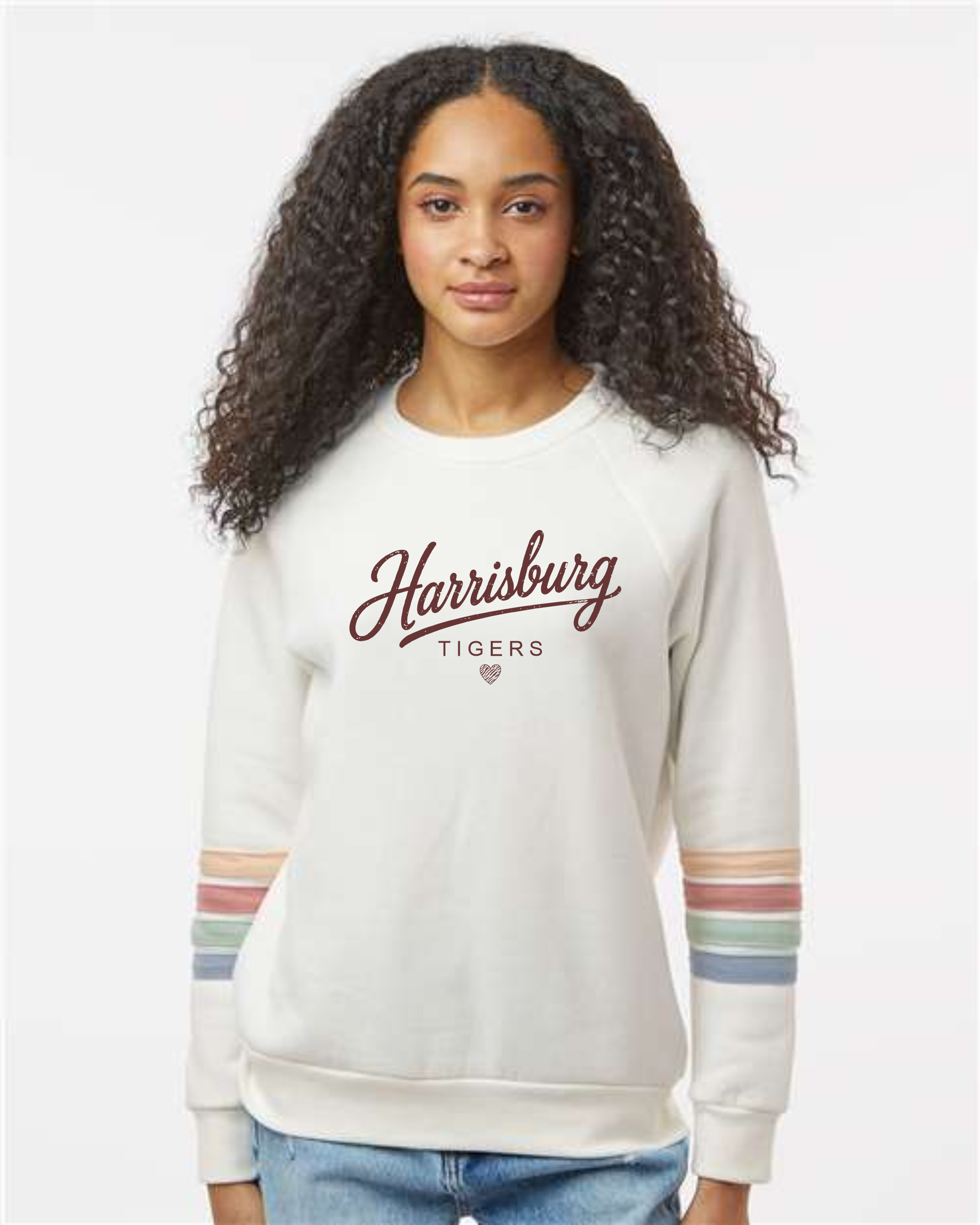 # Women's Striped Sleeves Crewneck Sweatshirt