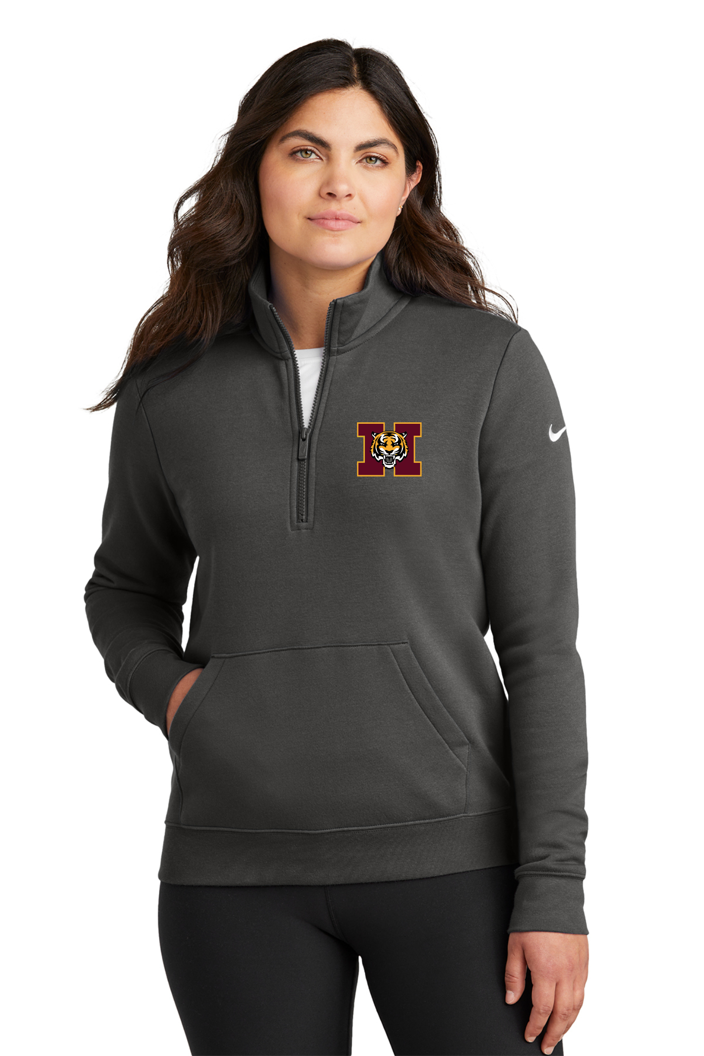 Nike Women's Club Fleece Sleeve Swoosh 1/2-Zip (E)