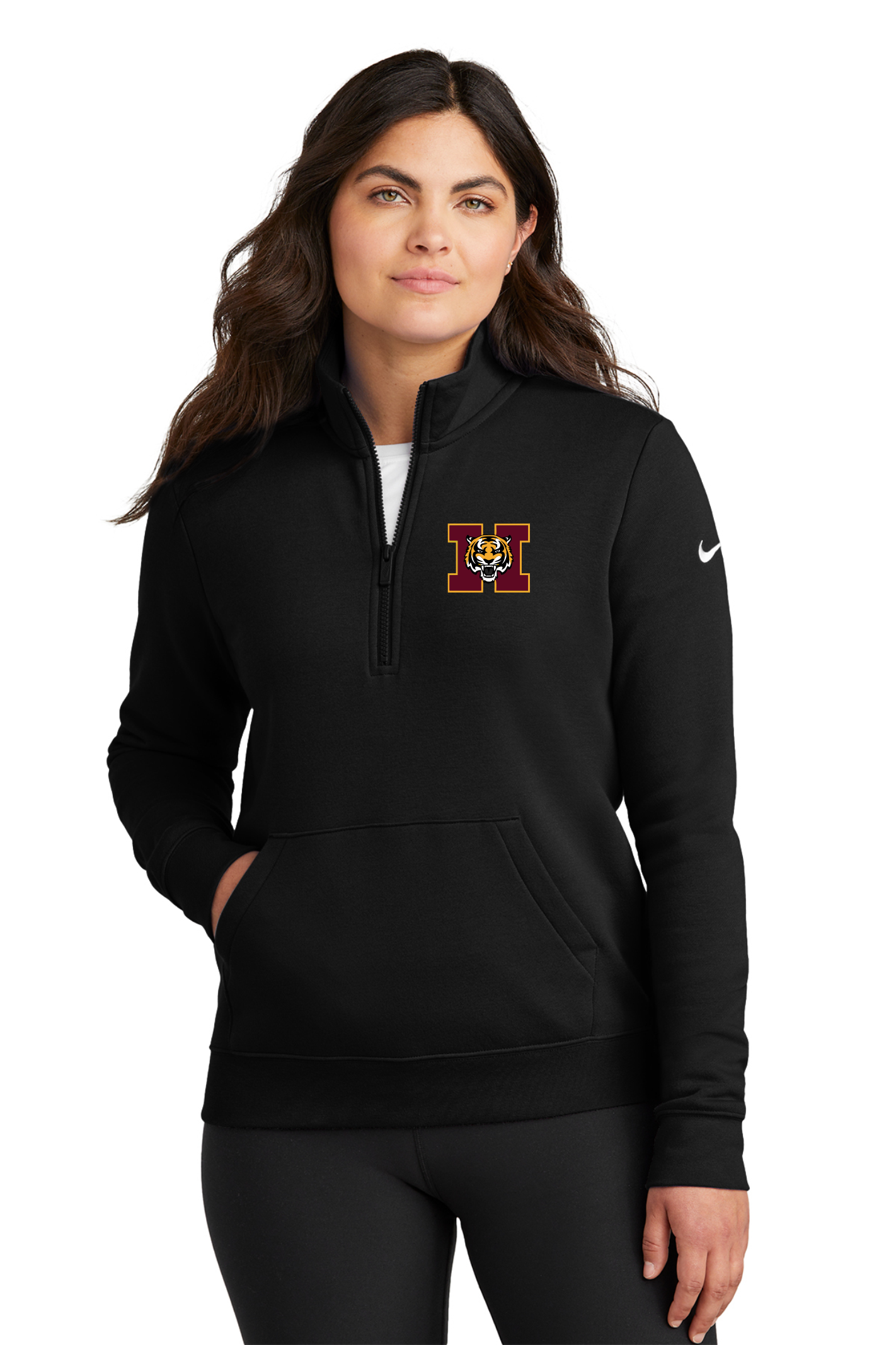 Nike Women's Club Fleece Sleeve Swoosh 1/2-Zip (E)