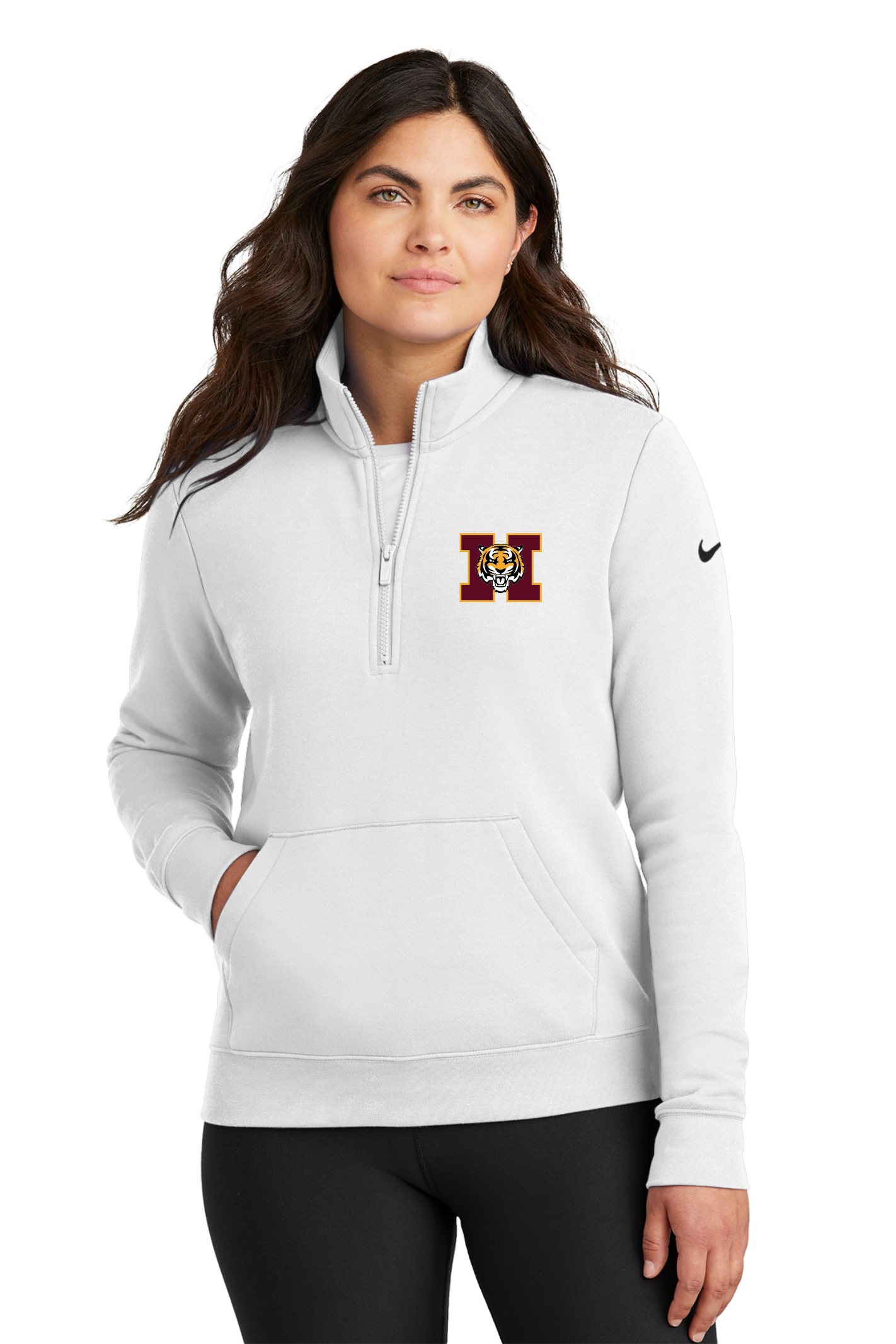 Nike Women's Club Fleece Sleeve Swoosh 1/2-Zip (E)