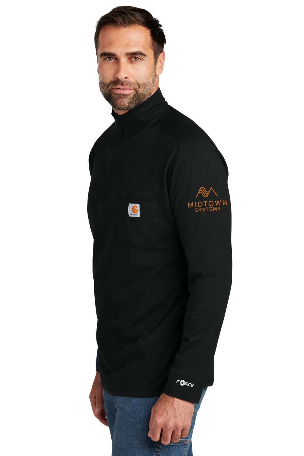 Midtown Carhartt Force® 1/4-Zip Long Sleeve T-Shirt *Logo Sleeve Print*