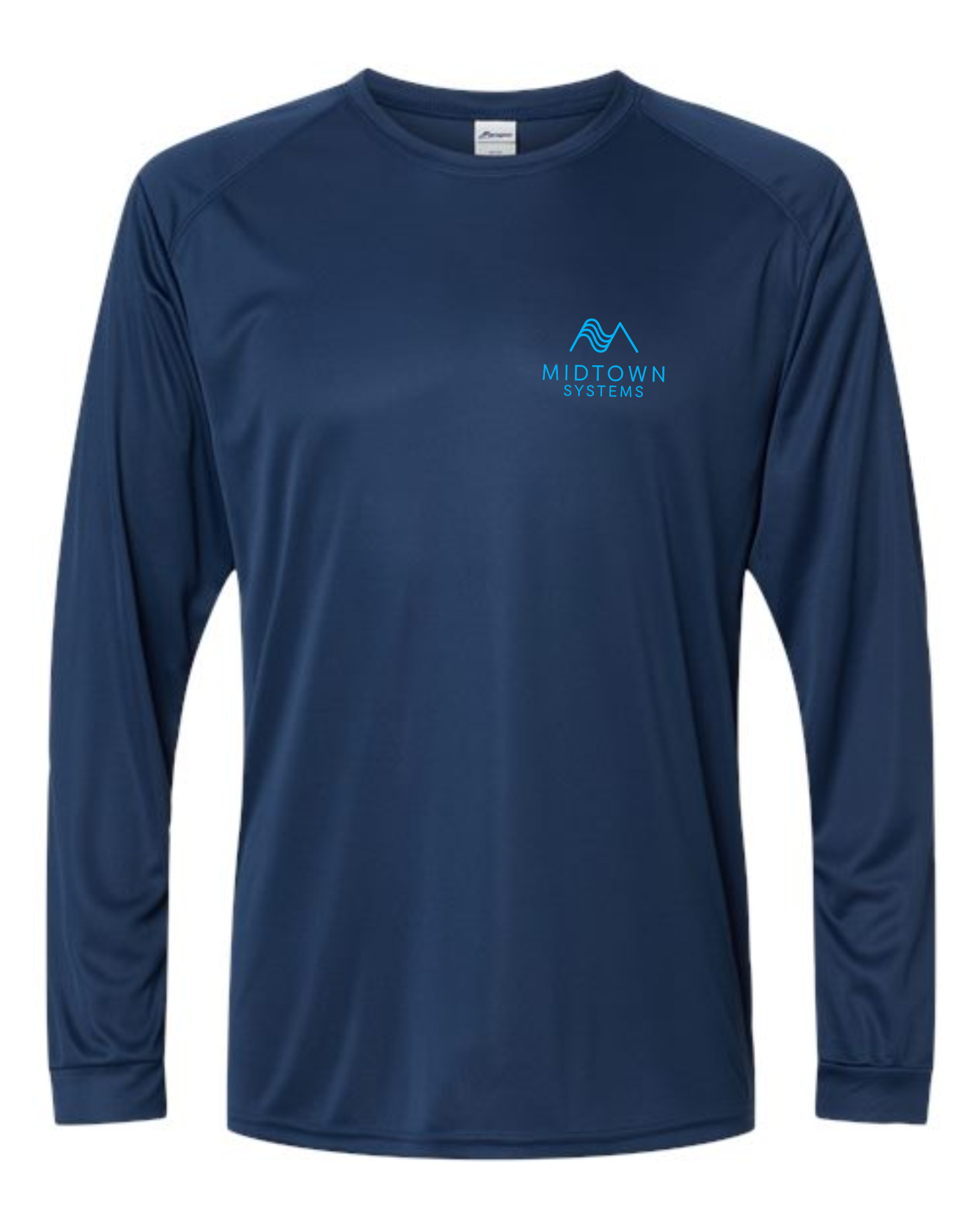 Midtown Navy Paragon - Long Islander Performance Long Sleeve + sleeve print