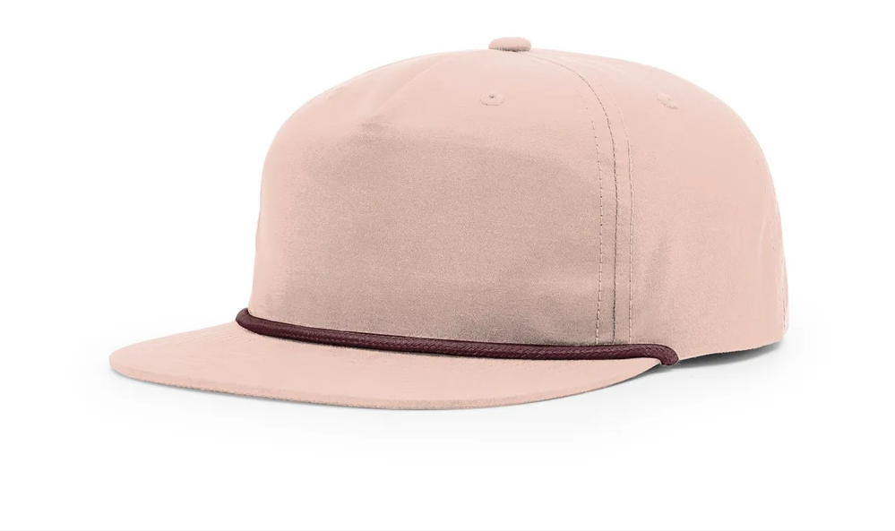 Pale Pink / Maroon Richardson 256 - 5-Panel Premium Rope Cap, Snapback