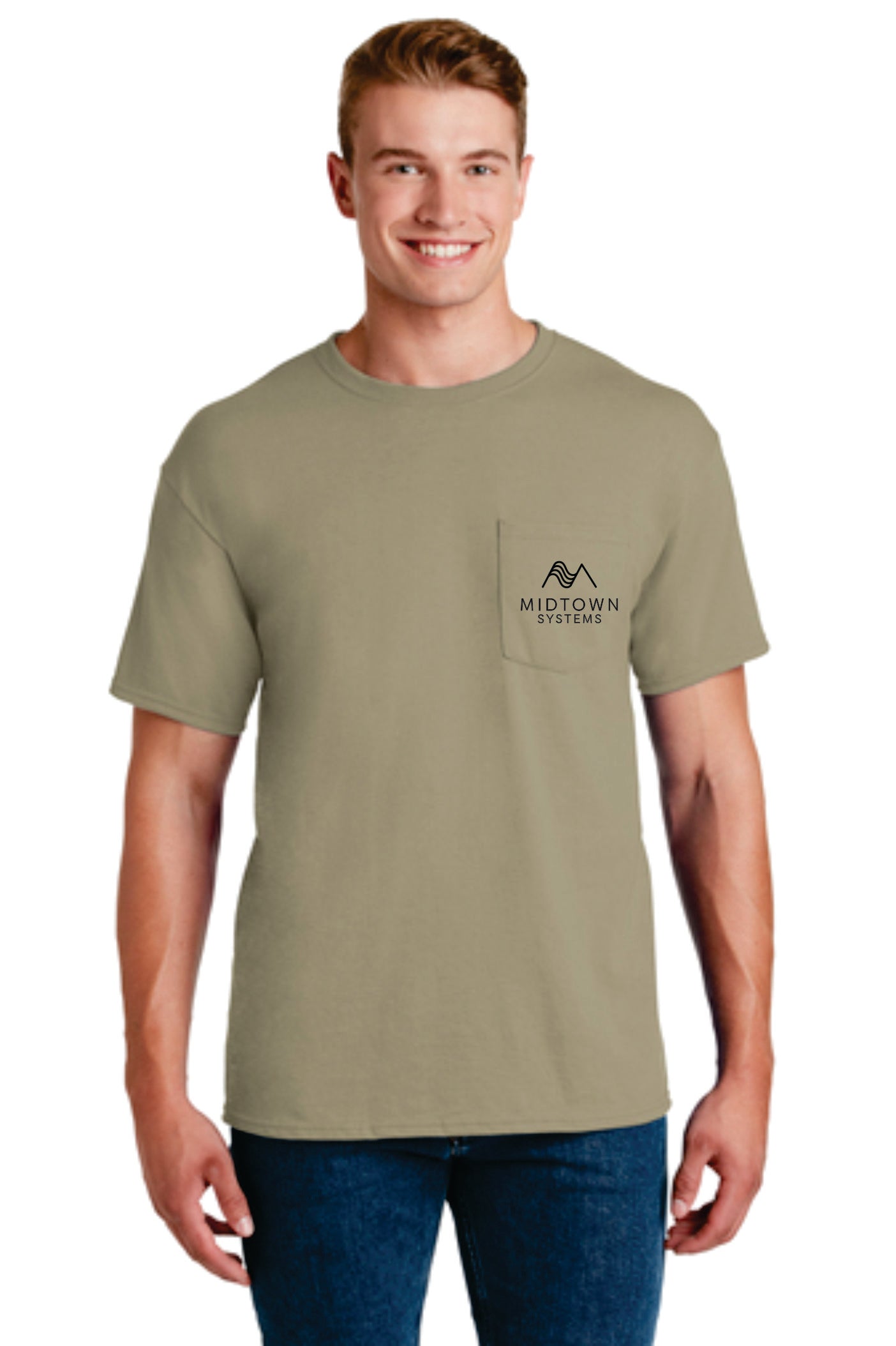 Midtown Jerzees Khaki Pocket T-Shirt